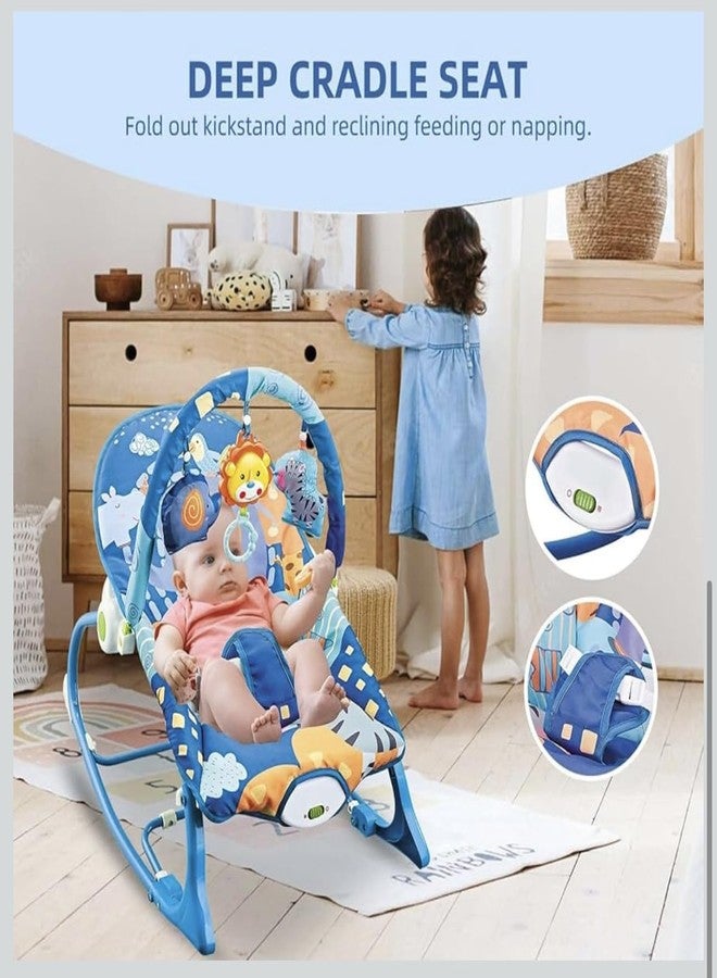Richtots Premium Baby Rocker Chair Comfortable & Soothing Bouncer for Newborns. Multi-Position Recline, Vibrations, Removable Toys. Portable Design-Indigo Blue Color - Image 5